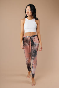 Forgotten Dreams Tie Dye Joggers In Mauve