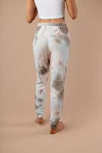 Forgotten Dreams Tie Dye Joggers In Taupe