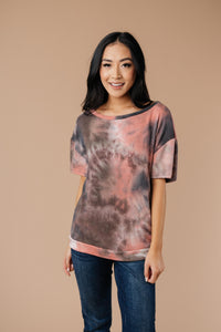 Forgotten Dreams Tie Dye Top In Mauve