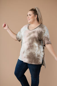 Forgotten Dreams Tie Dye Top In Taupe