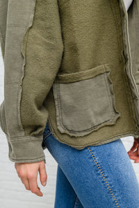 French Terry Mineral Wash Jacket In Olive