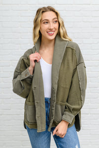 French Terry Mineral Wash Jacket In Olive