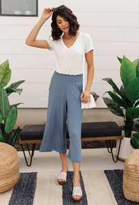 Go Get 'Em Gaucho Pants In Blue Gray