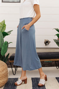 Go Get 'Em Gaucho Pants In Blue Gray