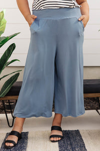 Go Get 'Em Gaucho Pants In Blue Gray