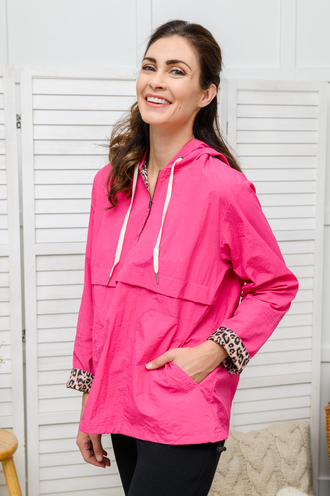 Get Going Leopard Windbreaker in Pink