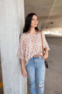 Giraffe Print Bell Sleeve Top