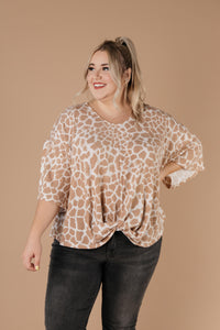 Giraffe Print Bell Sleeve Top