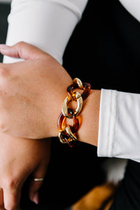 Gold & Tortoise Chunky Chain Bracelet