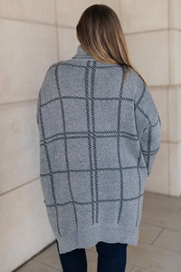 Grand Grid Print Sweater in Charcoal