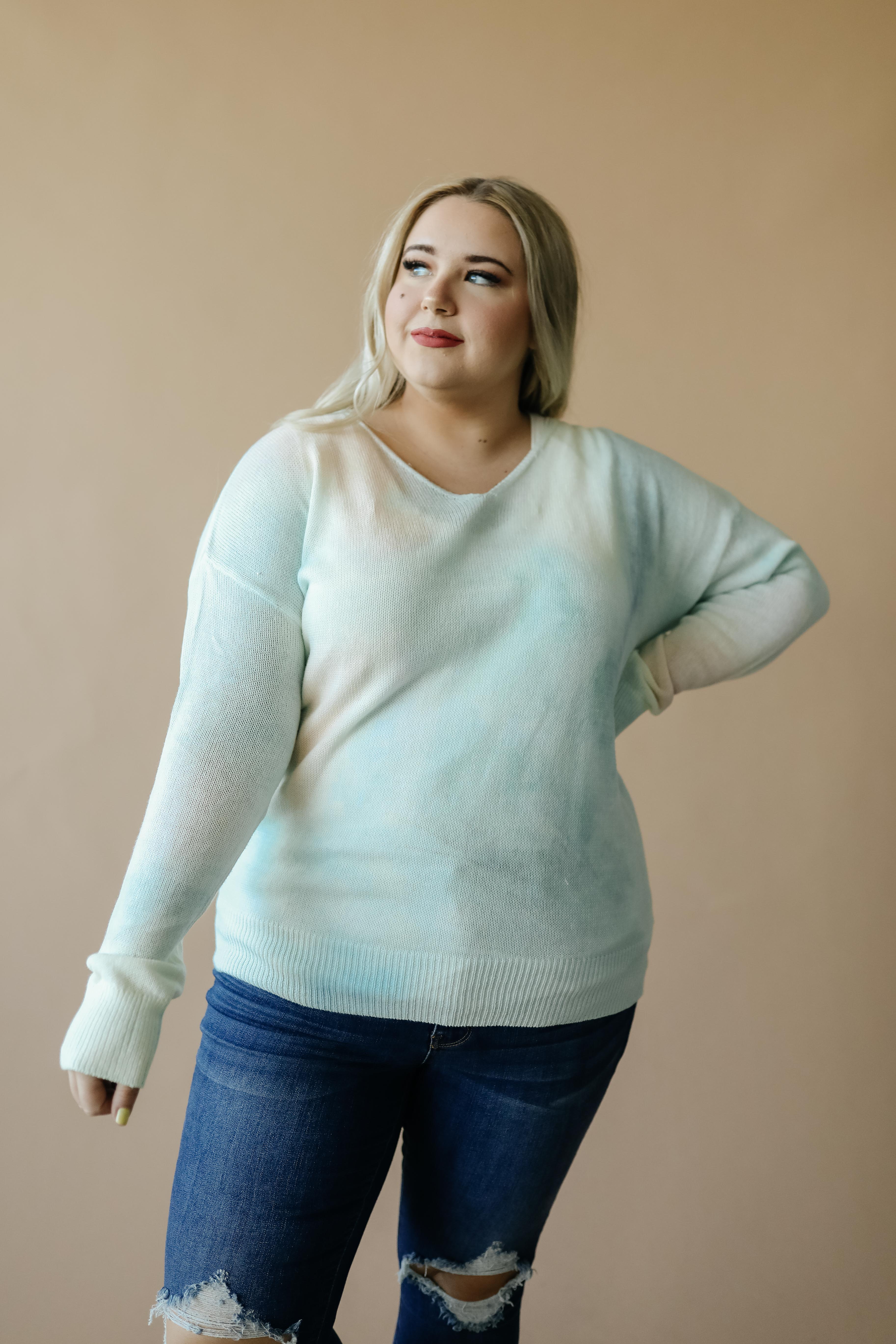 Heavenly Sweater In Pale Peach & Aqua