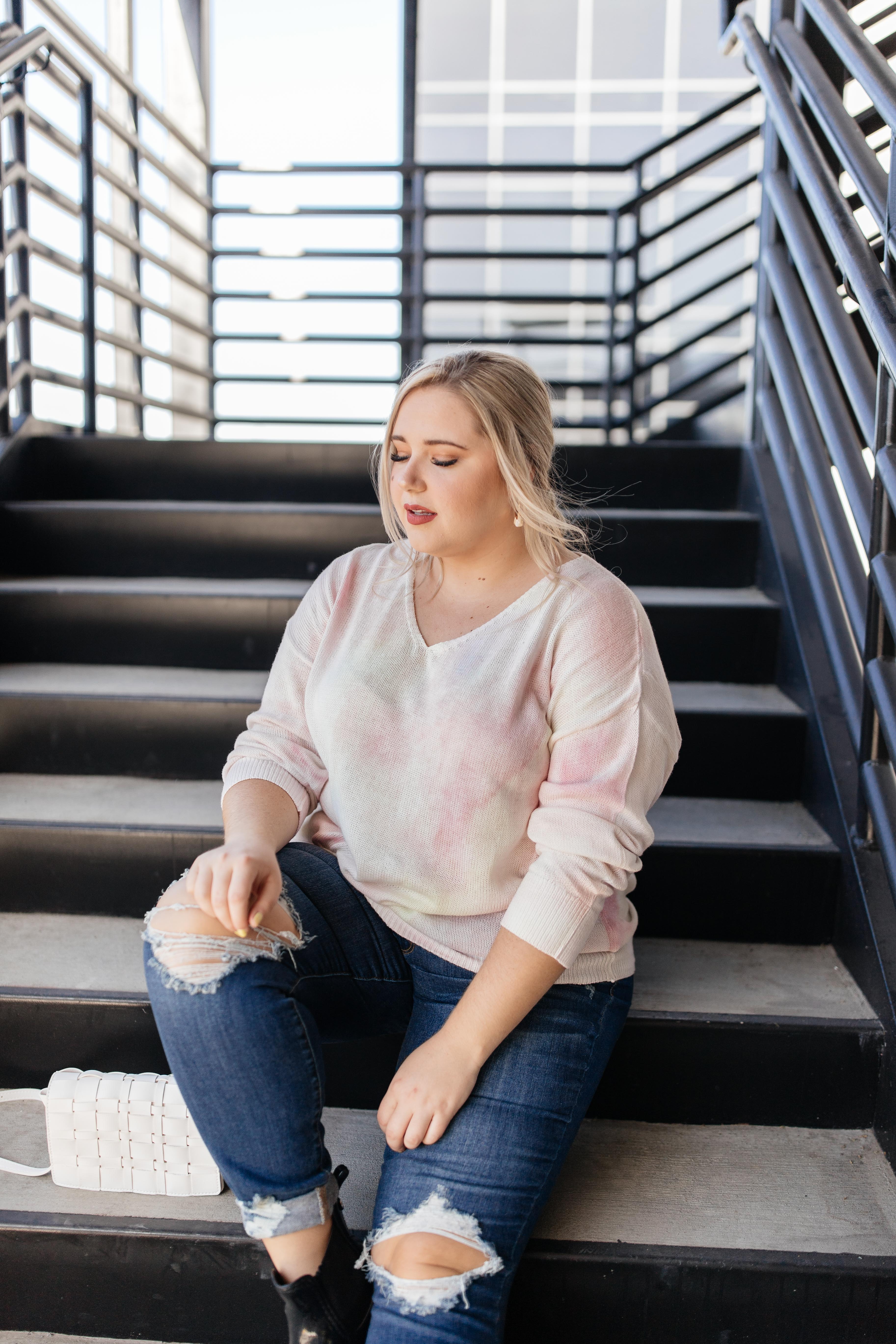 Heavenly Sweater In Pale Yellow & Pink