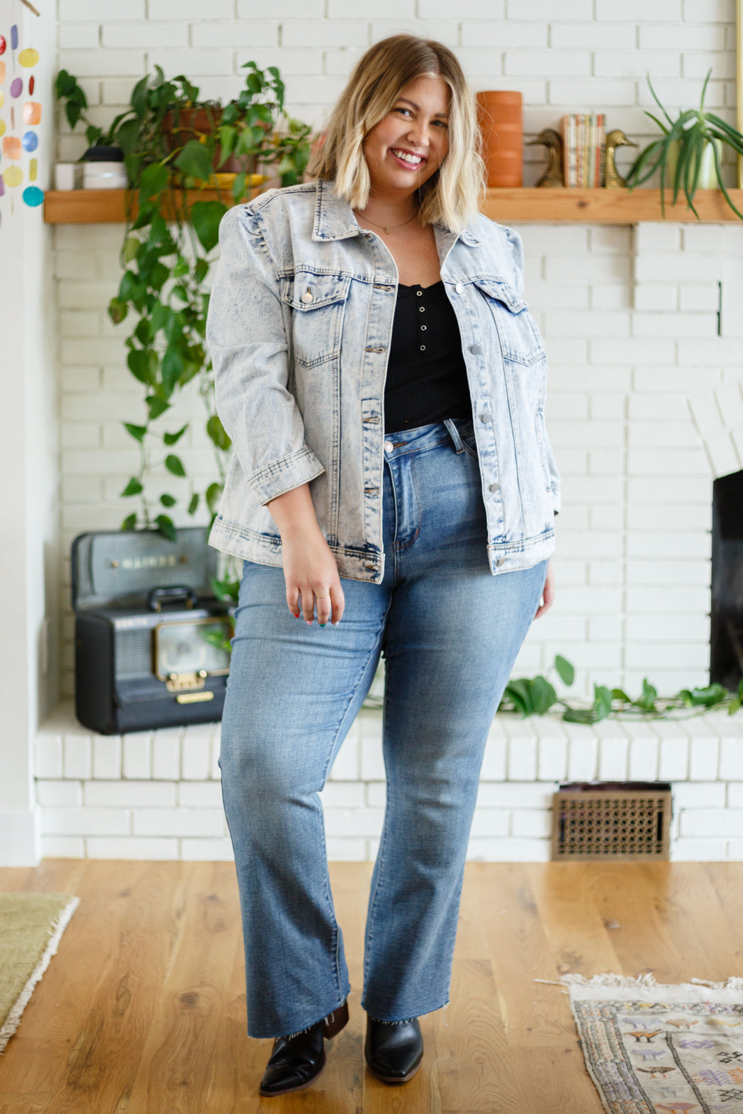 Hello Lovely Quarter Sleeve Denim Jacket