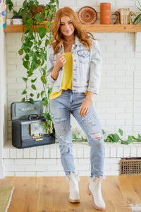 Hello Lovely Quarter Sleeve Denim Jacket