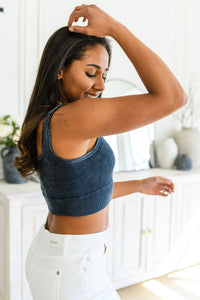 Highly Motivated Ribbed Square Neck Tank in Ash Grey