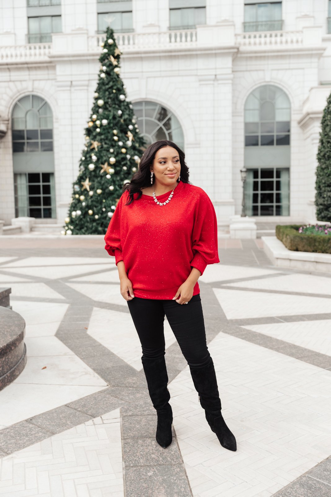 Holiday Cheer Sweater in Shiny Red