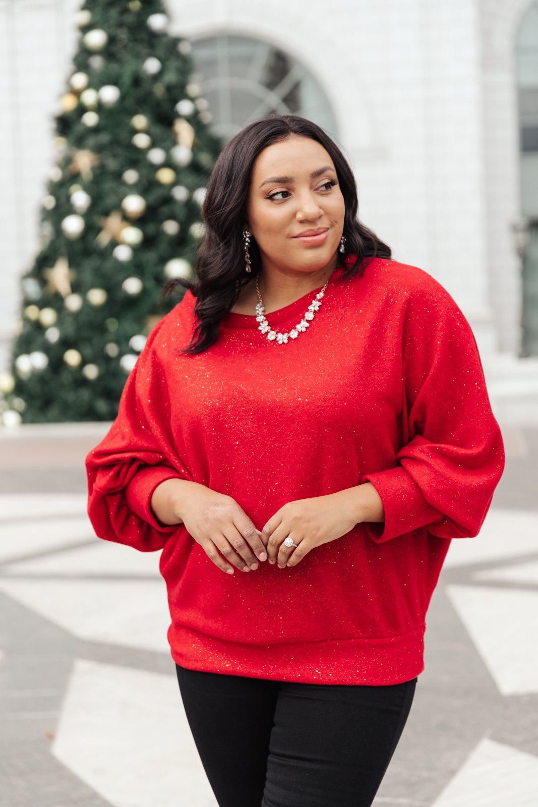 Holiday Cheer Sweater in Shiny Red