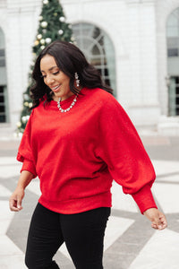 Holiday Cheer Sweater in Shiny Red