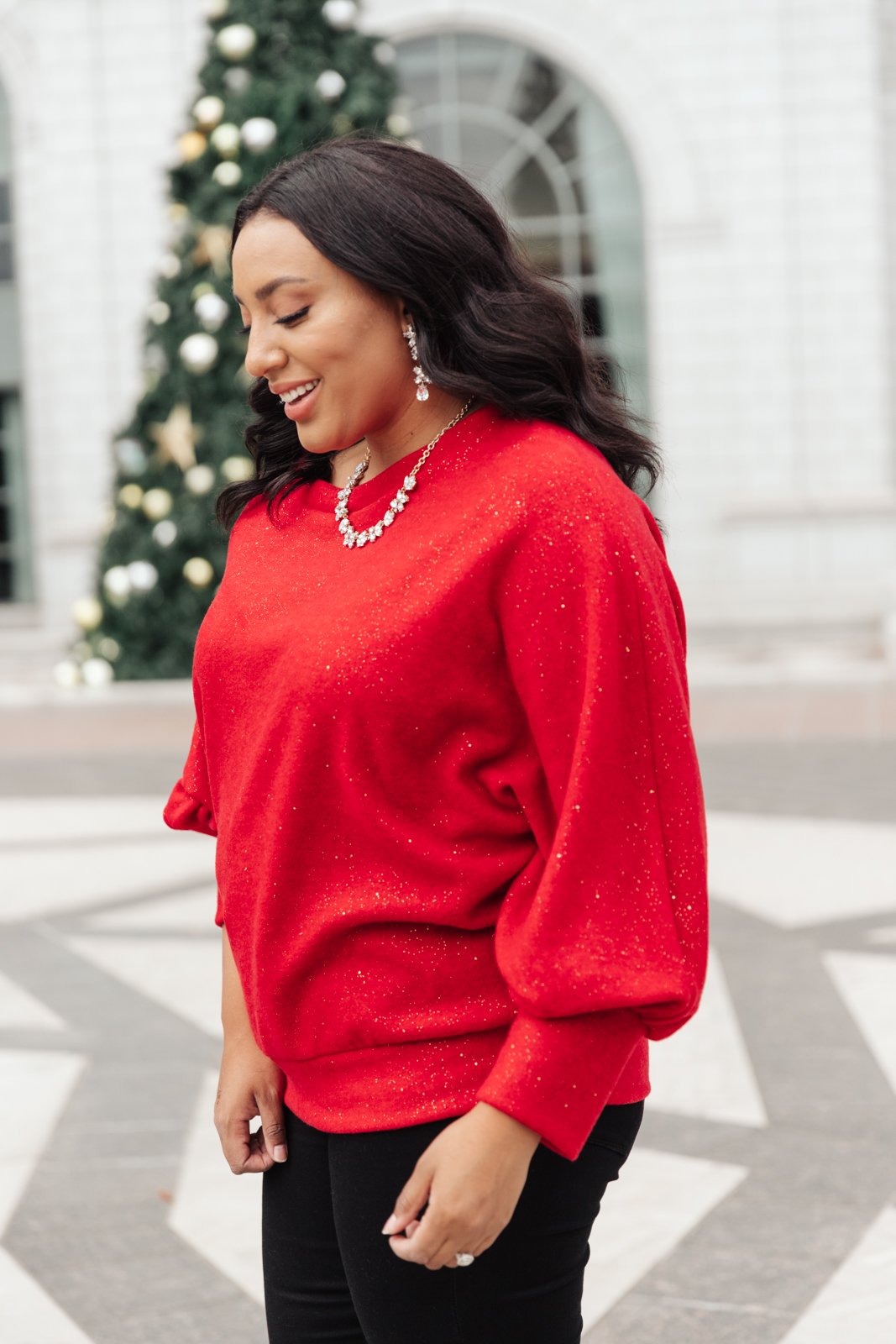 Holiday Cheer Sweater in Shiny Red