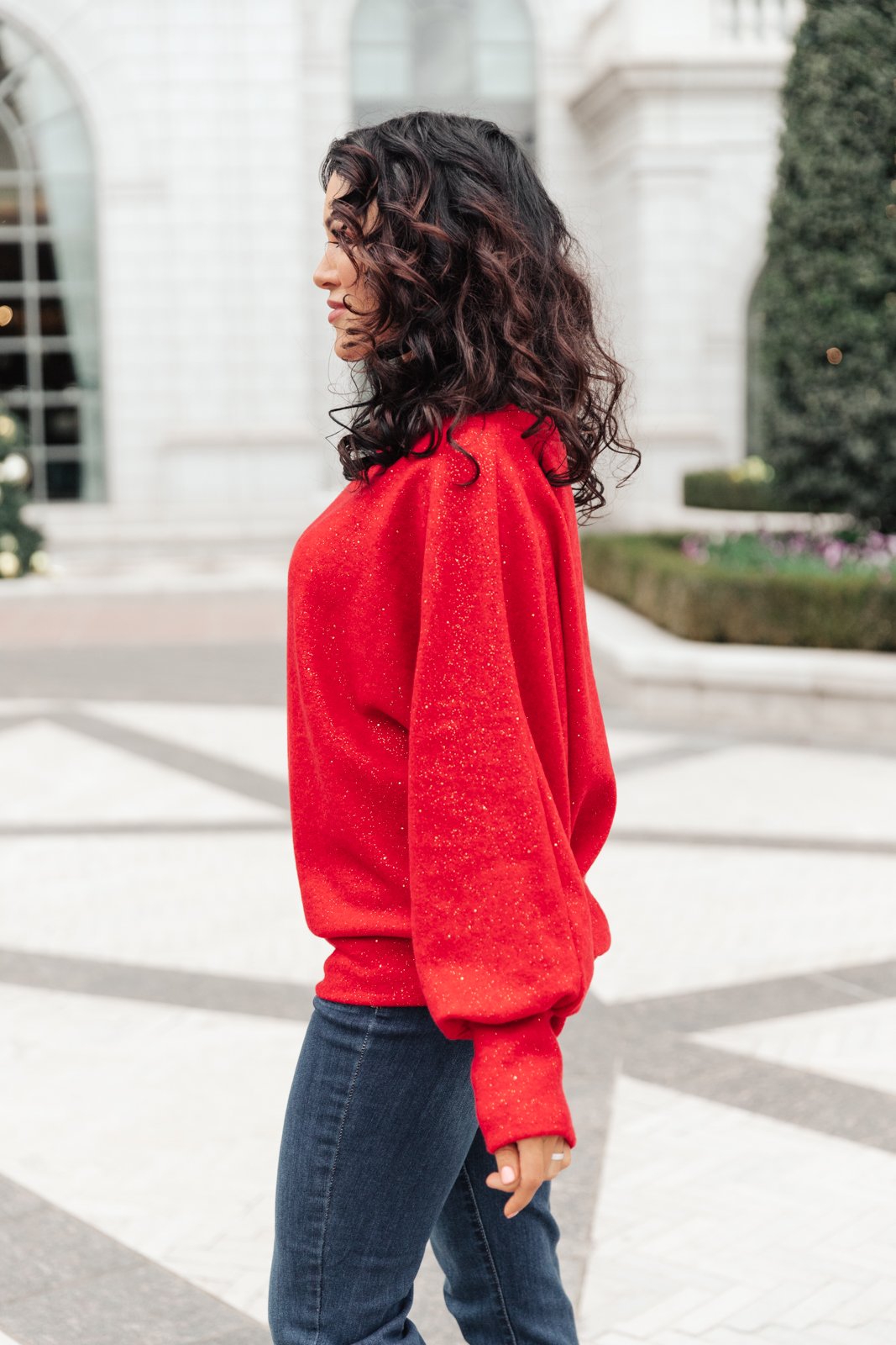 Holiday Cheer Sweater in Shiny Red