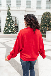 Holiday Cheer Sweater in Shiny Red