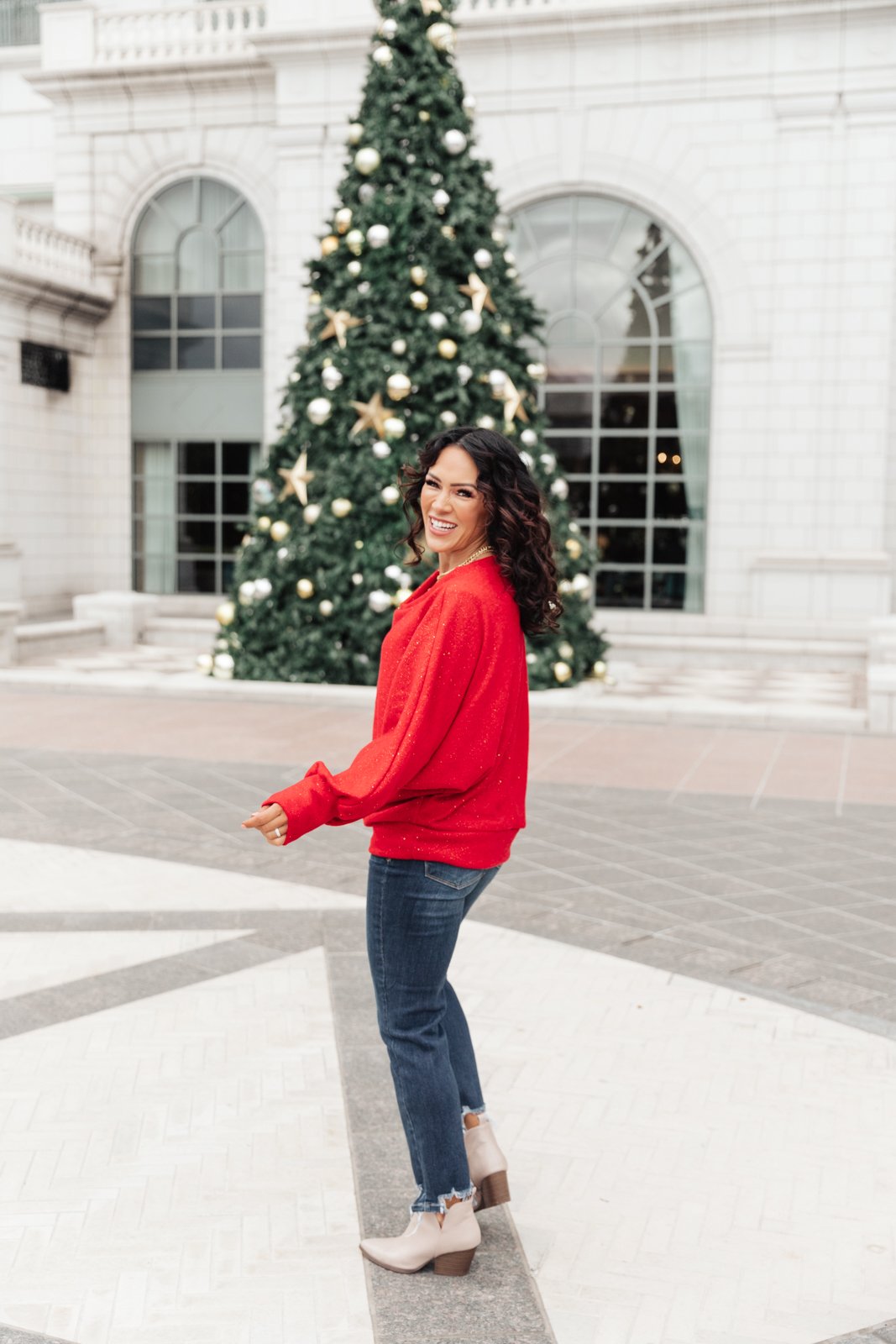 Holiday Cheer Sweater in Shiny Red