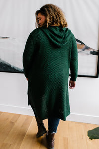 DOORBUSTER Hooded Cardigan in Hunter Green