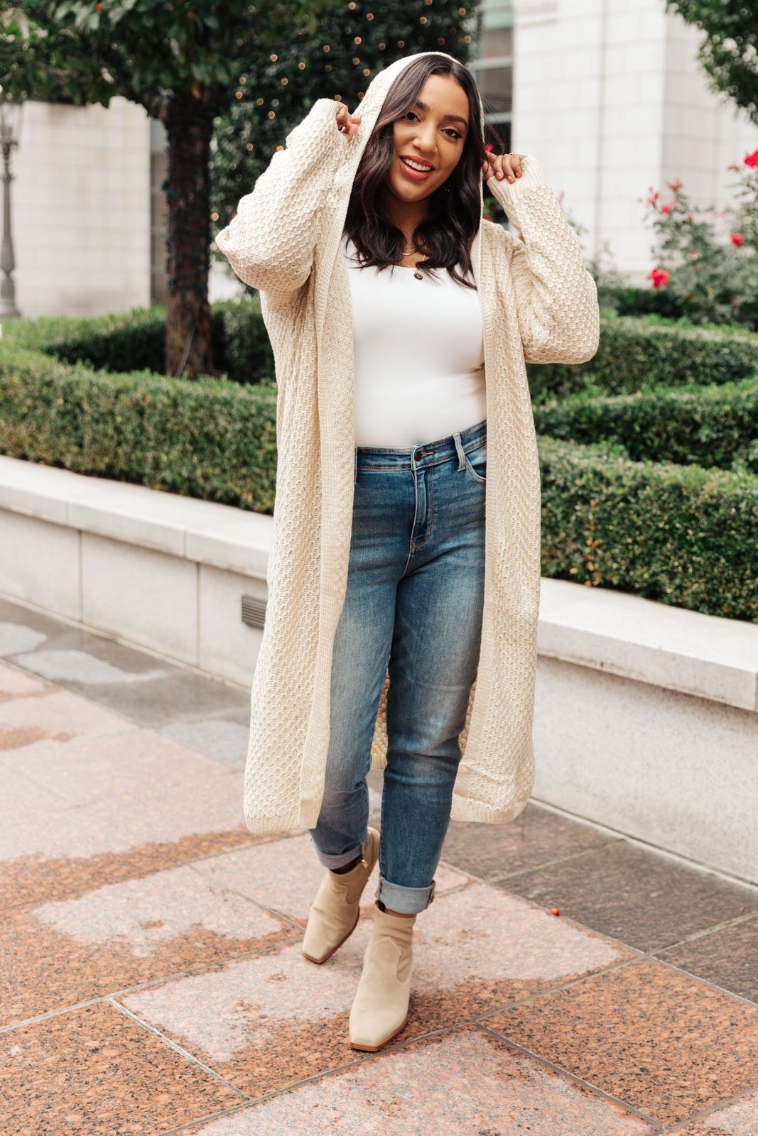 Hooded Cardigan in Ivory