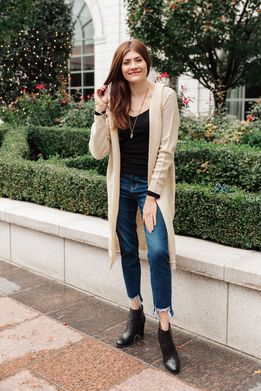 Hooded Cardigan in Ivory