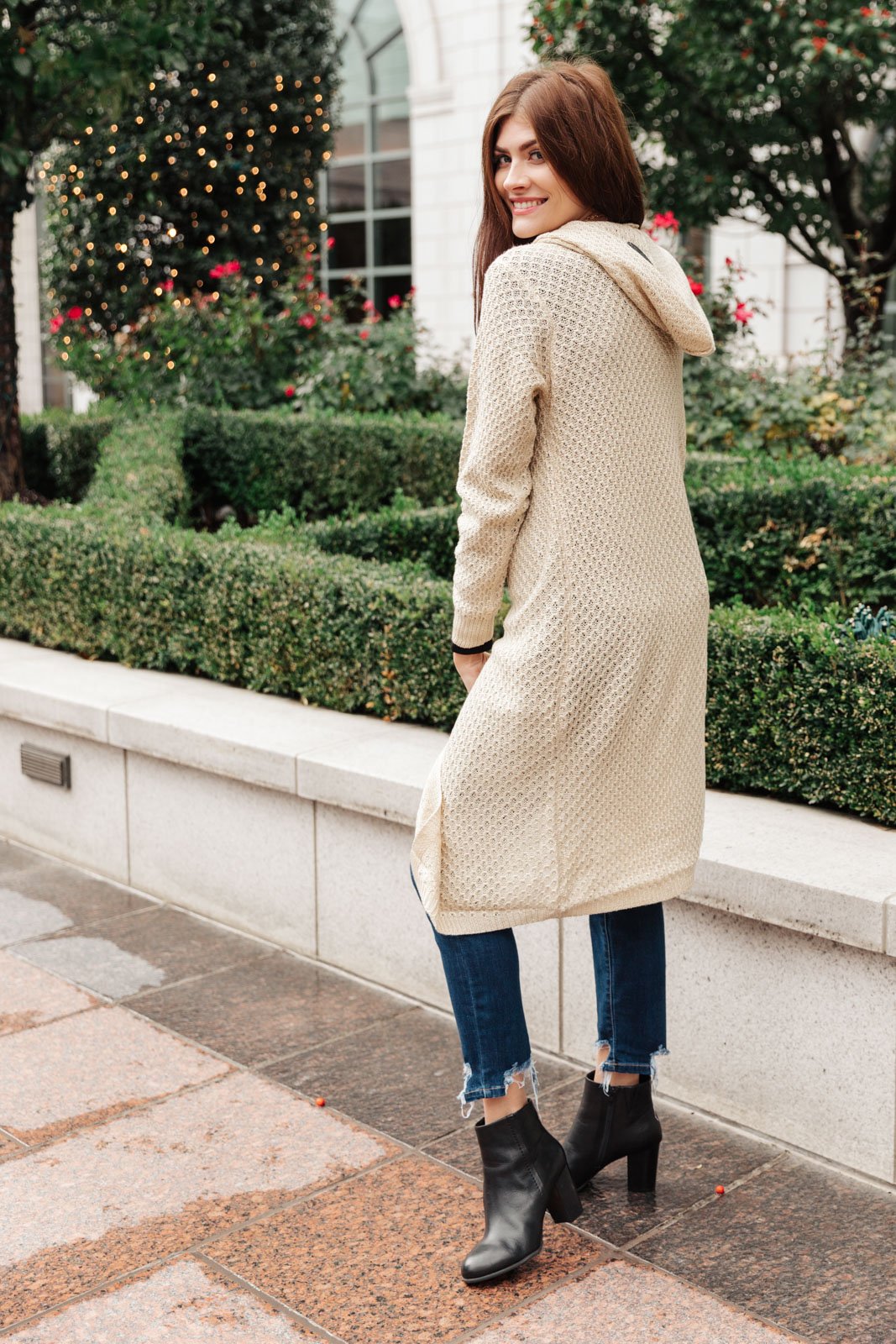 Hooded Cardigan in Ivory