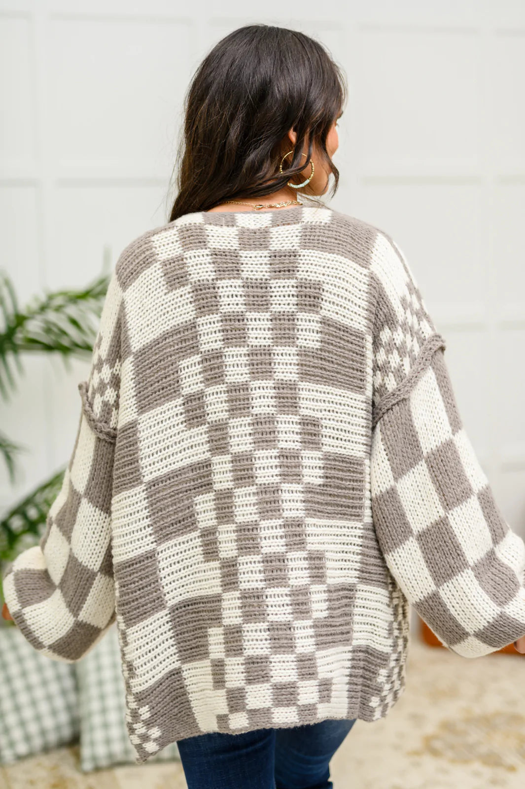 Hot Chocolate Checkered Sweater in Mocha