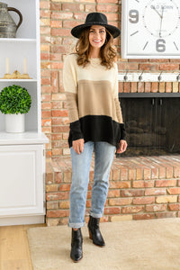 Hudson Color Block Sweater In Natural