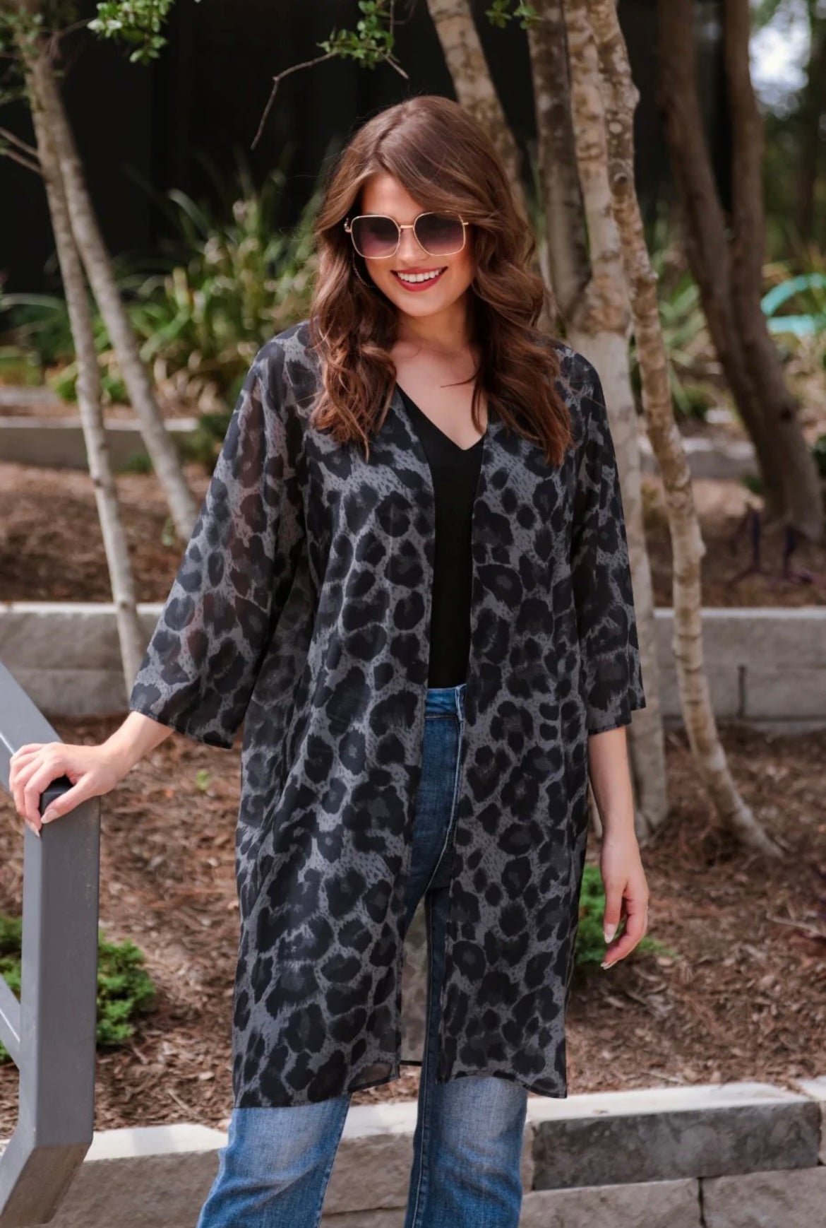 PREORDER: Spot on Leopard Charcoal Kimono