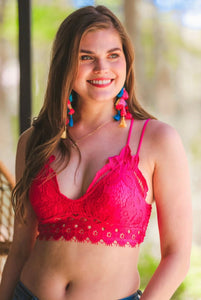 PREORDER: Ella Lace Scalloped Bralette in Hot Pink