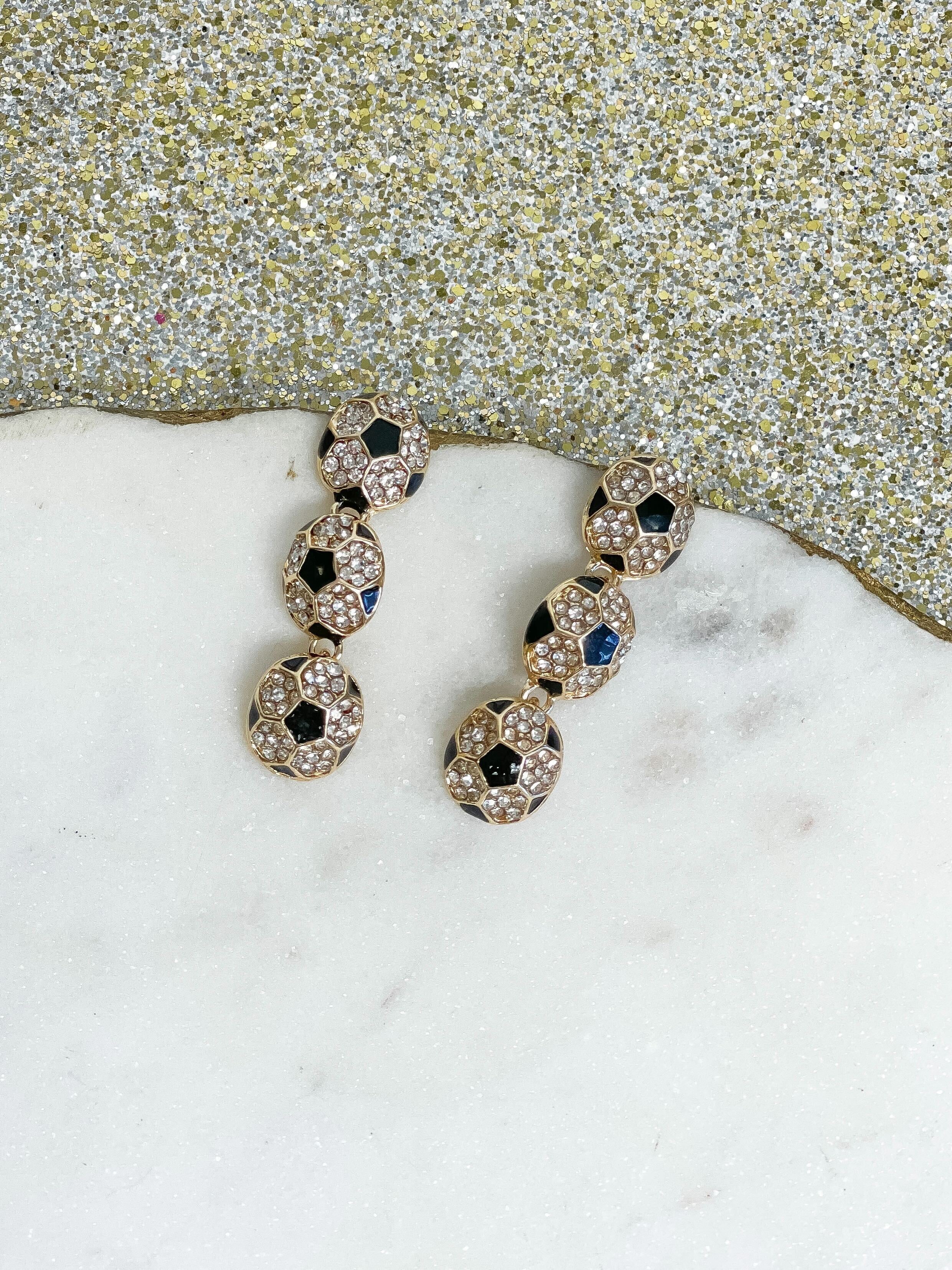 PREORDER: Sporty Rhinestone Trio Dangle Earrings in Assorted Styles