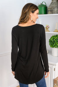 It's Your Move V Neck Long Sleeve Top In Black