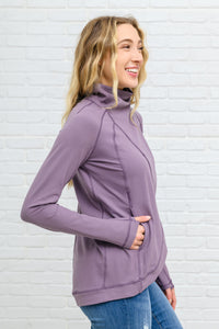 Janie Asymmetric Cowl Neck Jacket In Mulberry