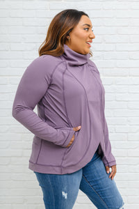 Janie Asymmetric Cowl Neck Jacket In Mulberry