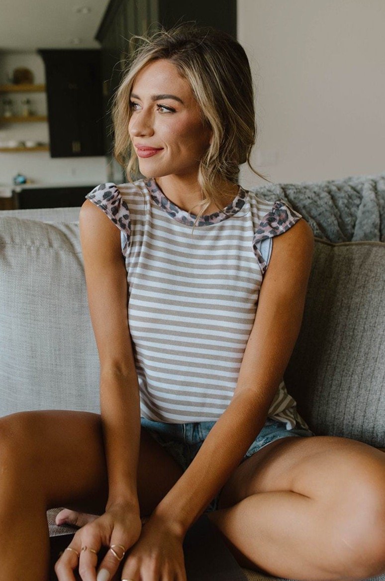 Just A Bit Of Leopard Striped Top