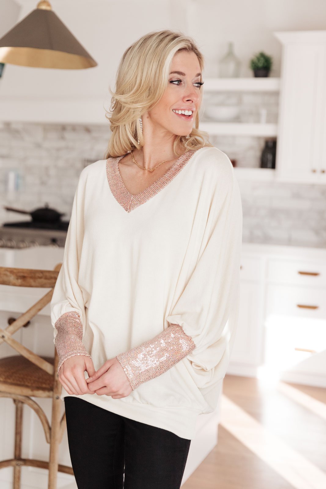 Just Enough Glam Sweater In Ivory