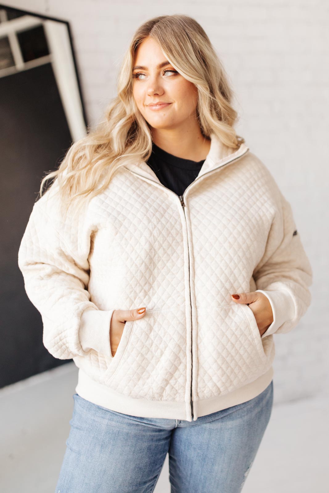 Keep Me Cozy Quilted Jacket in Cream