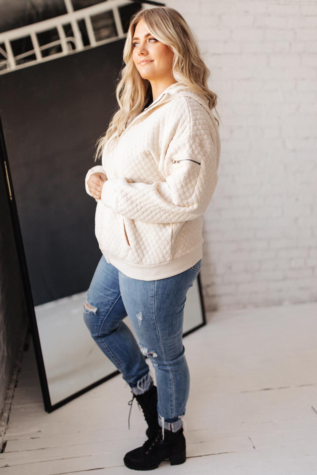 Keep Me Cozy Quilted Jacket in Cream