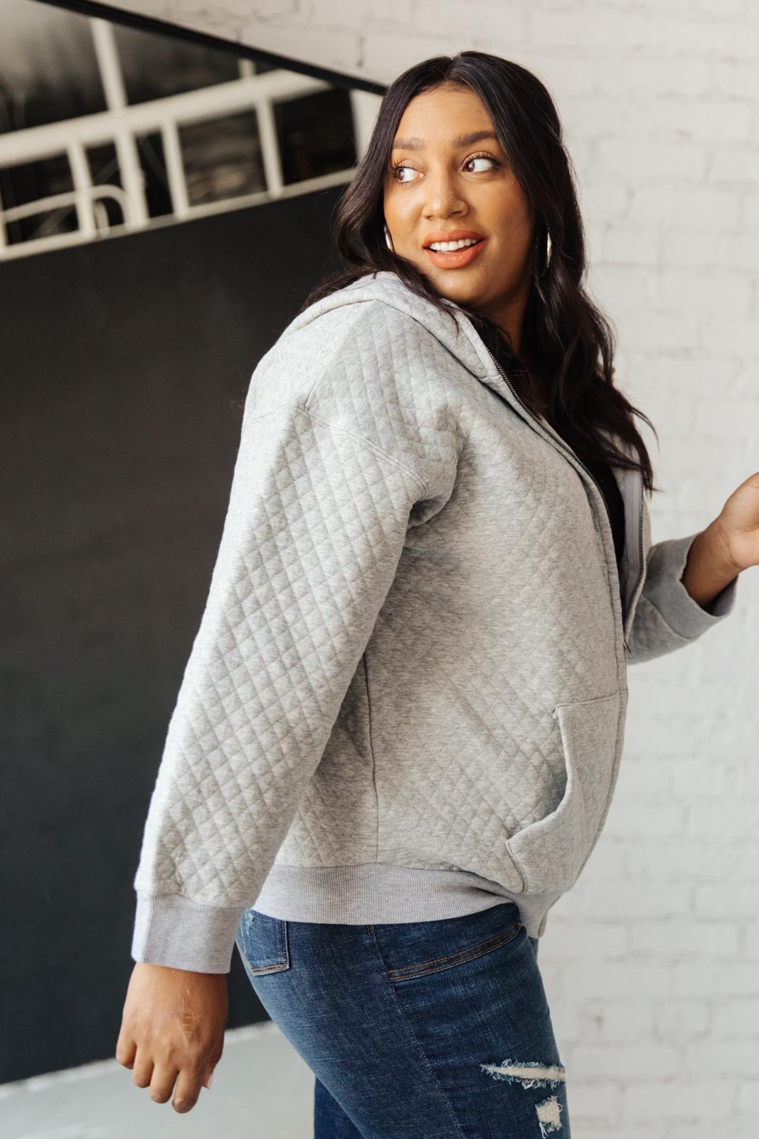 Keep Me Cozy Quilted Jacket in Gray