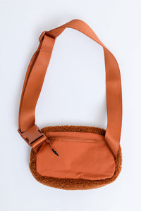 Keeping Up Sherpa Side Bag in Cognac Brown