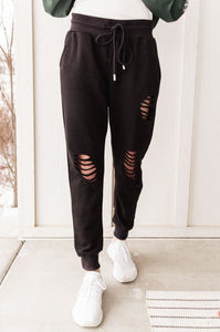 Kick Back Distressed Joggers In Black