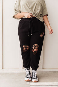 Kick Back Distressed Joggers In Black