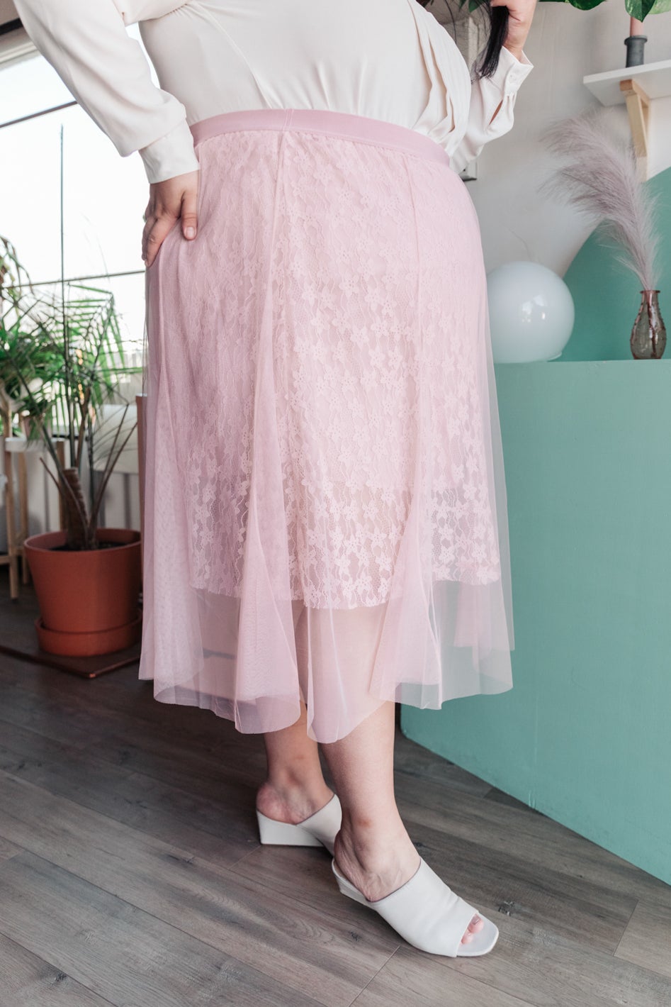 Layered In Lace Skirt In Blush