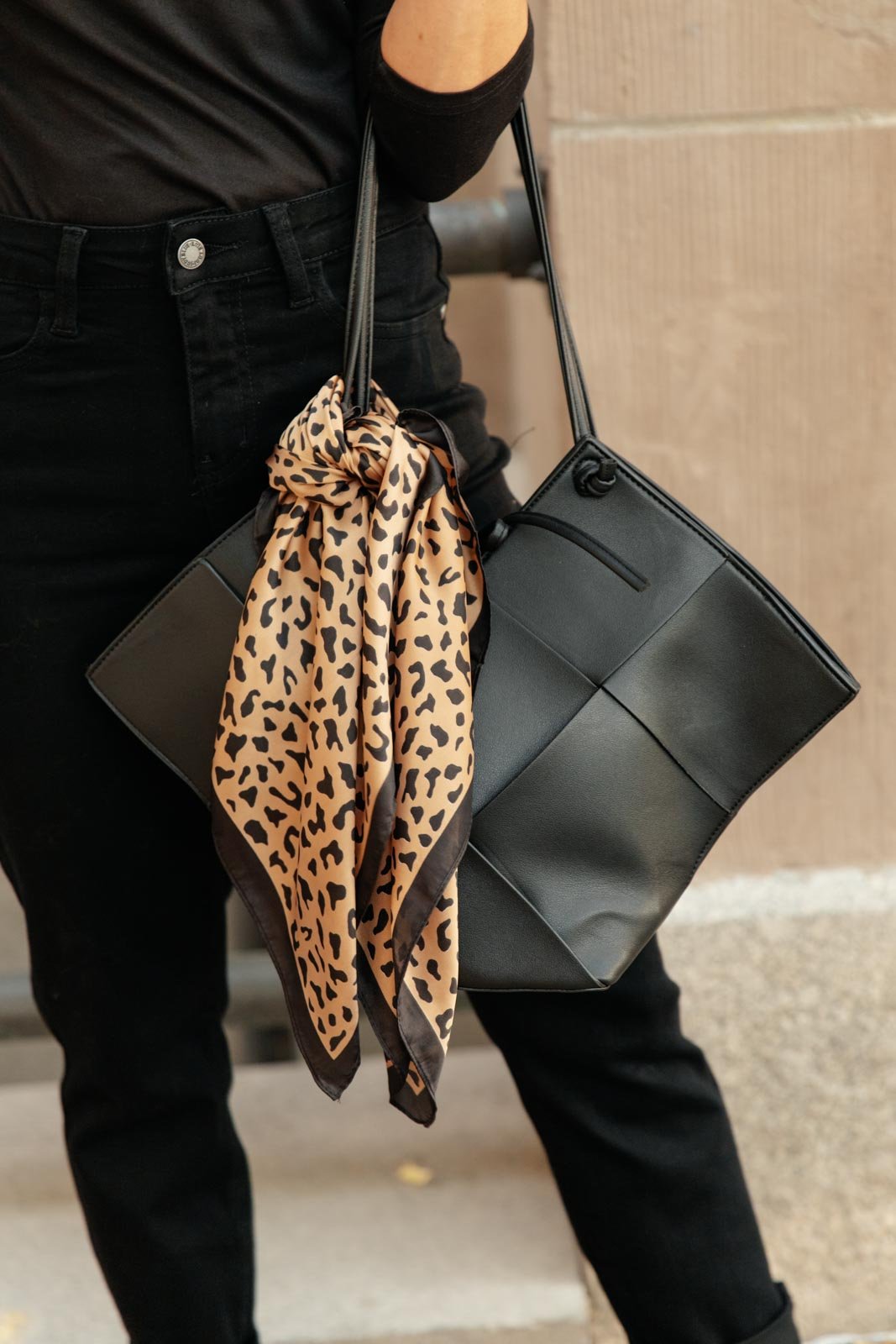 Leopard Print Square Bandana Scarf