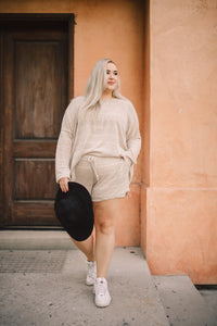 Lightweight Striped Shorts In Taupe