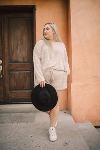 Lightweight Striped Pullover In Taupe